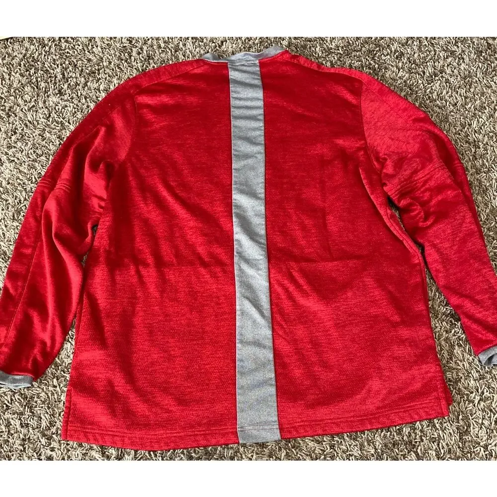 ADIDAS BASEBALL Long Sleeve Red Gray Athletic Top Men Large